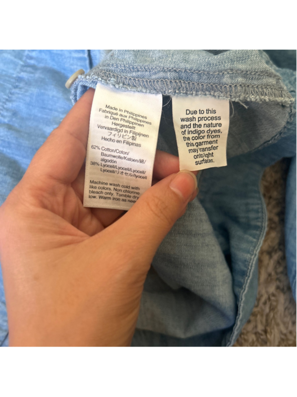 Madewell Square Neck Light Blue Cotton Lyocell Denim Peasant Top Women’s Small - Picture 5 of 6